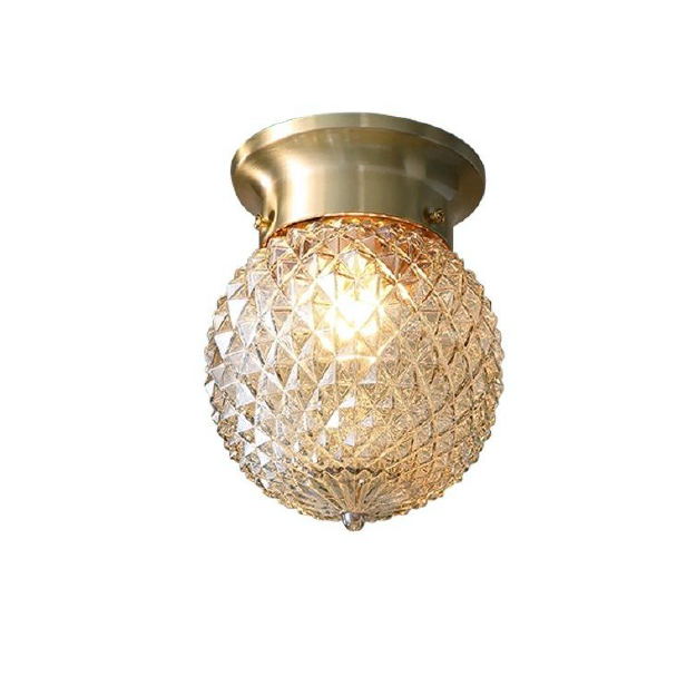 Brass Glass Semi Flush Mount Ceiling Light