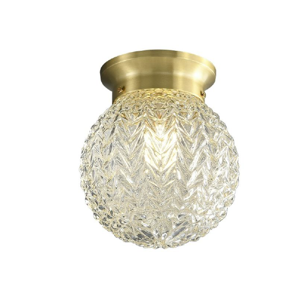 Brass Glass Semi Flush Mount Ceiling Light