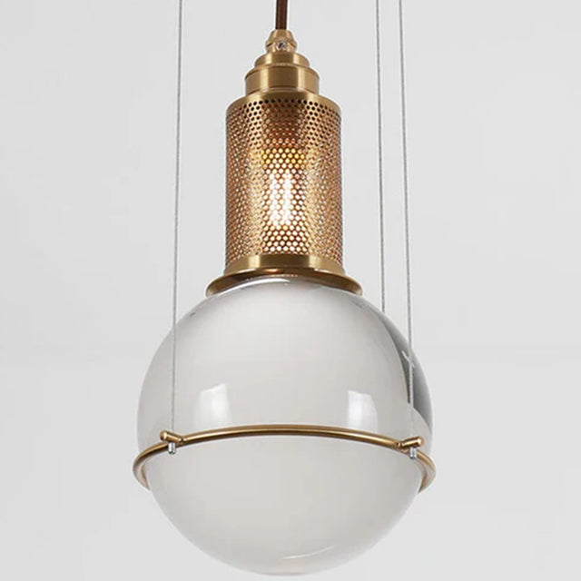 Opal round glass sphere midcentury pendant Light