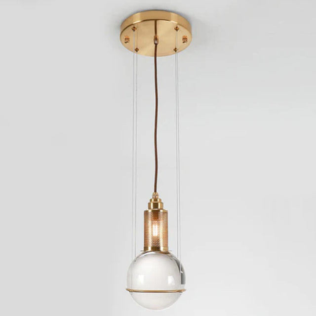 Opal round glass sphere midcentury pendant Light