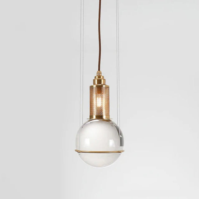 Opal round glass sphere midcentury pendant Light